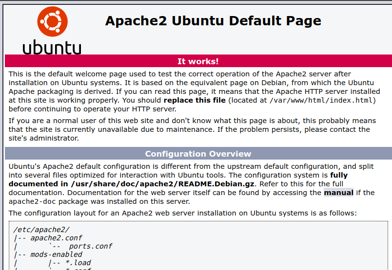 Apache ubuntu par par défaut