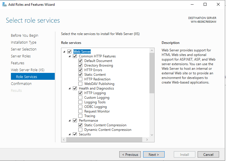 services IIS supplémentaires