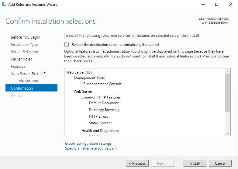 setup IIS on Windows Server