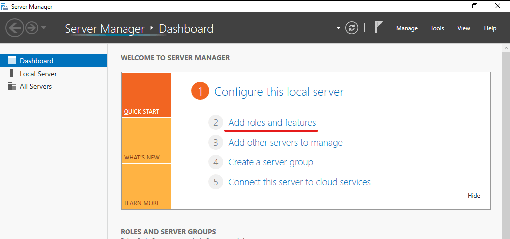 Server manager Install IIS on Windows Server