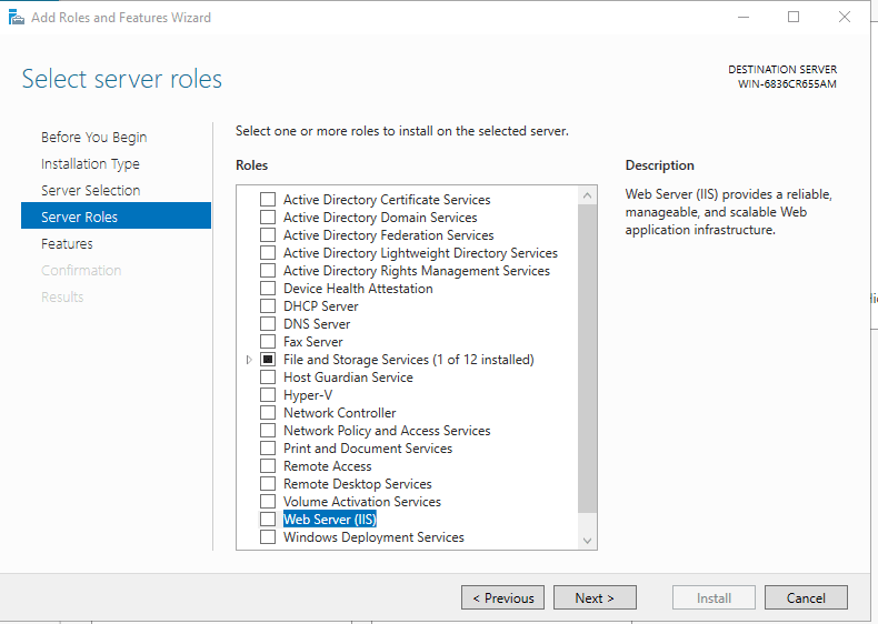 Install IIS on Windows Server