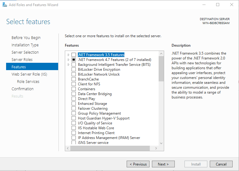 Choix de .NET framework