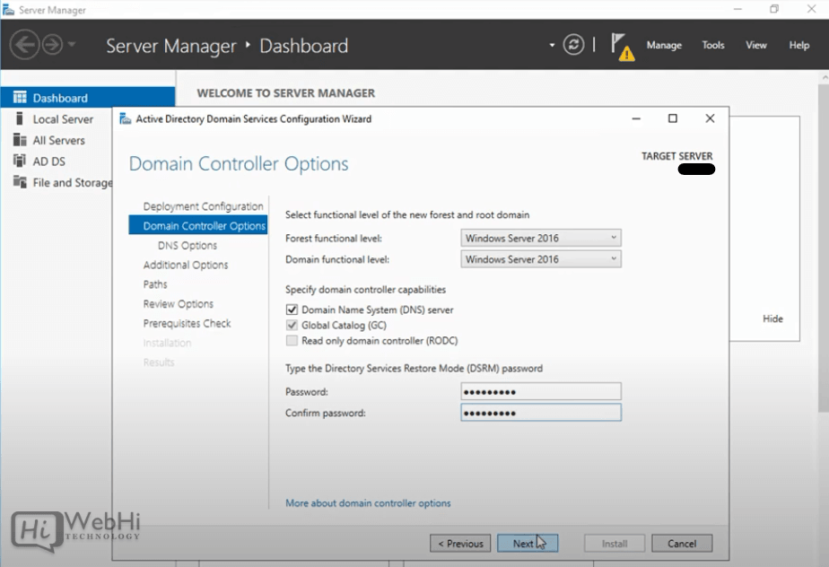 domain controller options Active Directory