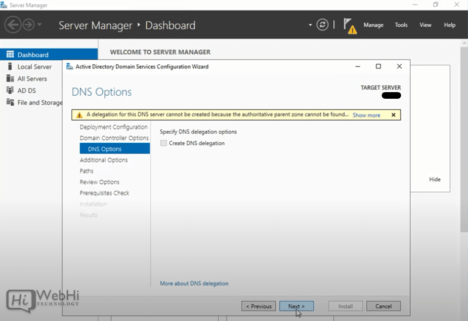 options dns Active Directory