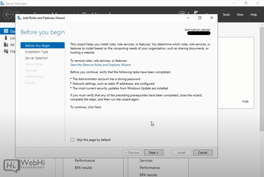 Active Directory server configuration results