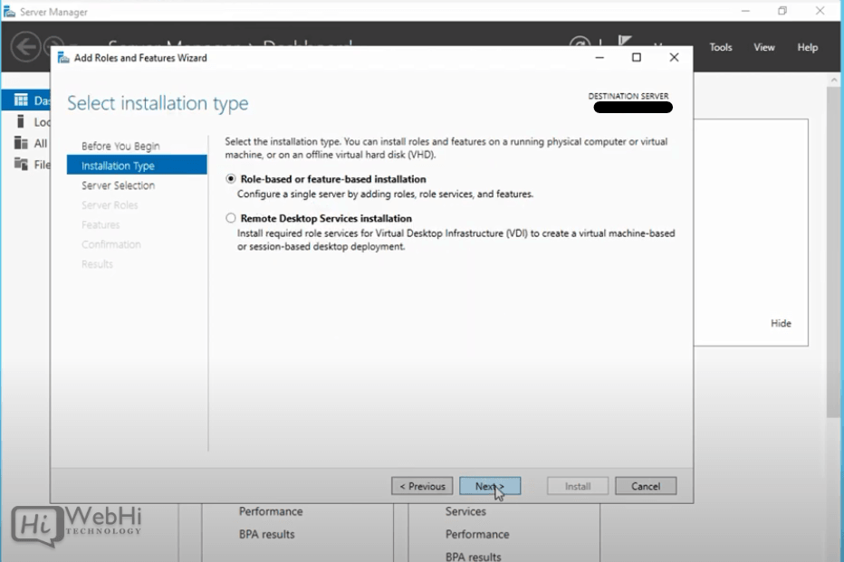 select installation type Active Directory