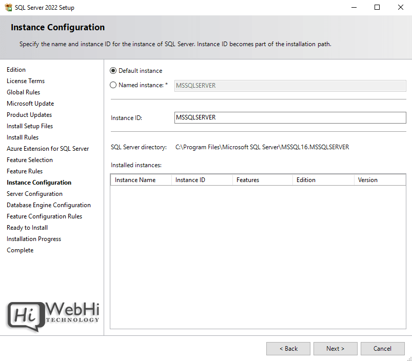 SQL server 2022 instance id and name