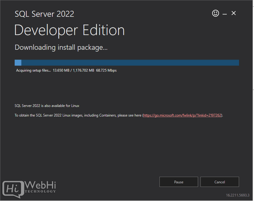 SQL server 2022 downloading installation package