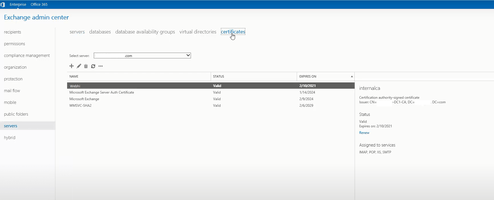 Generate CSR certificate for exchange