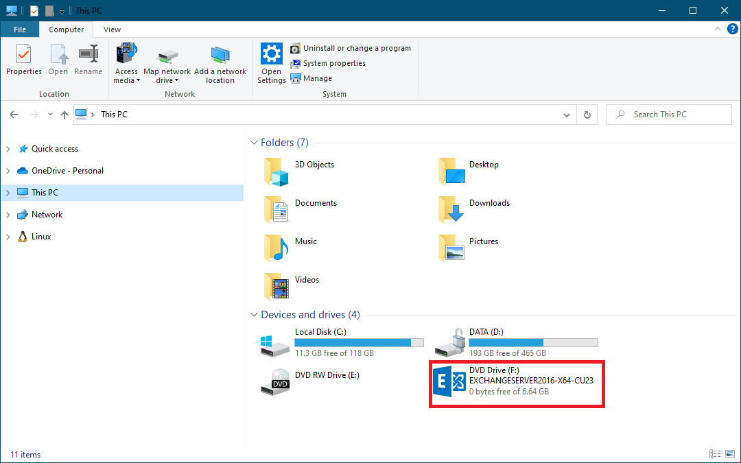 setup Exchange Server 2016 step by step mount Exchange Server ISO