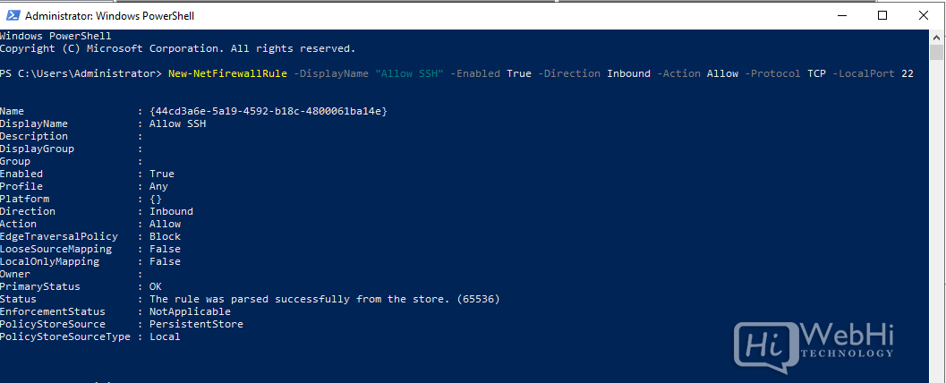 Rules created from PowerShell