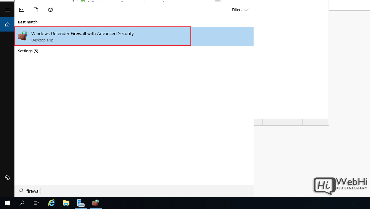 Windows Firewall with Advanced Security in search windows