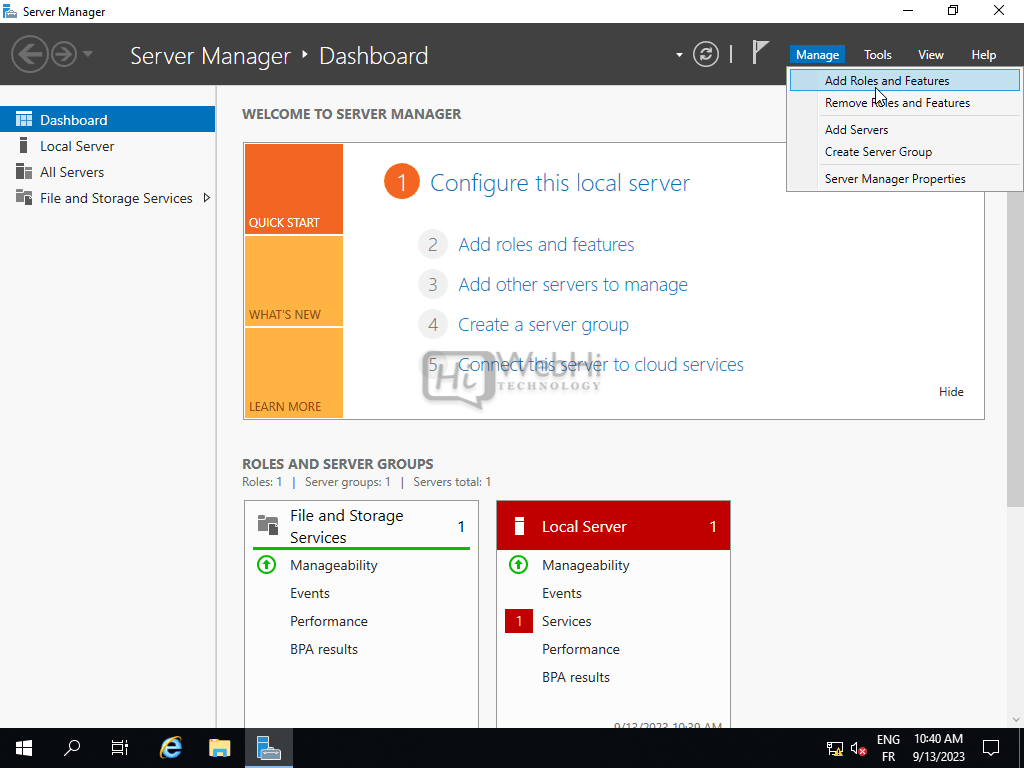 Server Manager Hyper-V virtualization