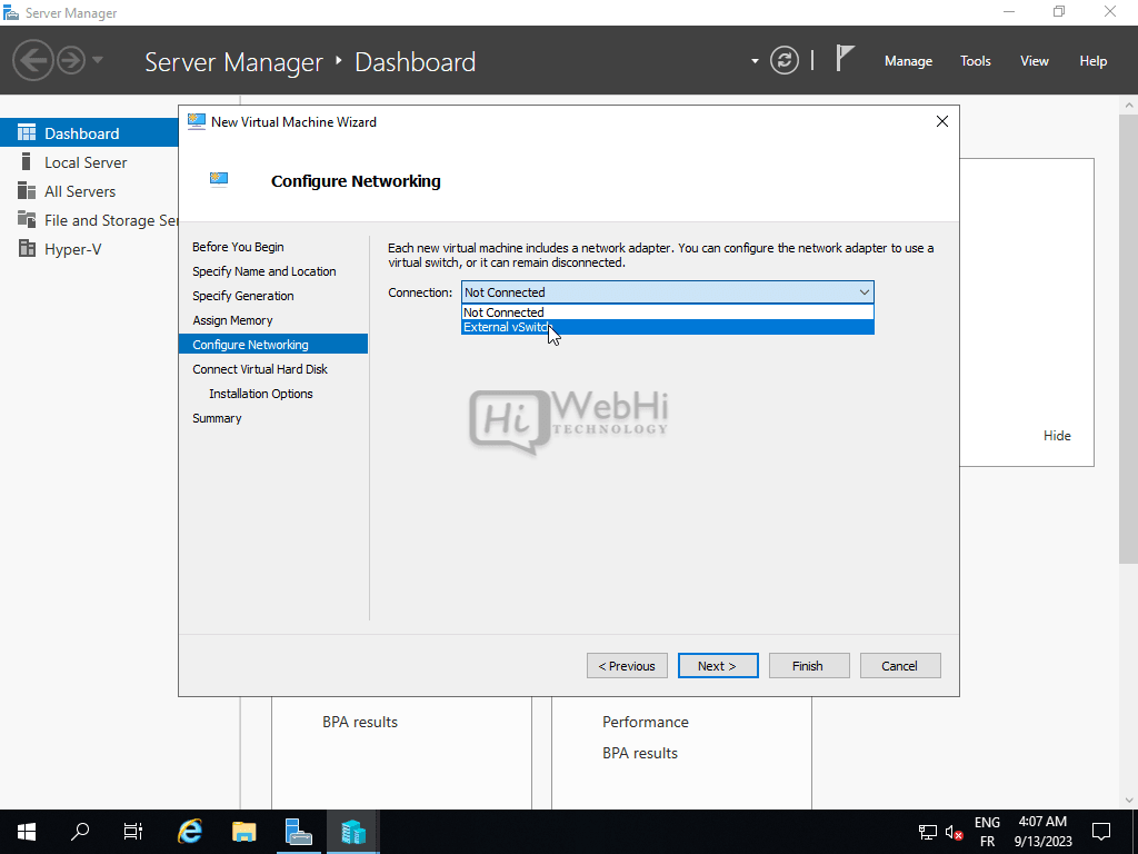 Guide de virtualisation Hyper-V Page de configuration du réseau
