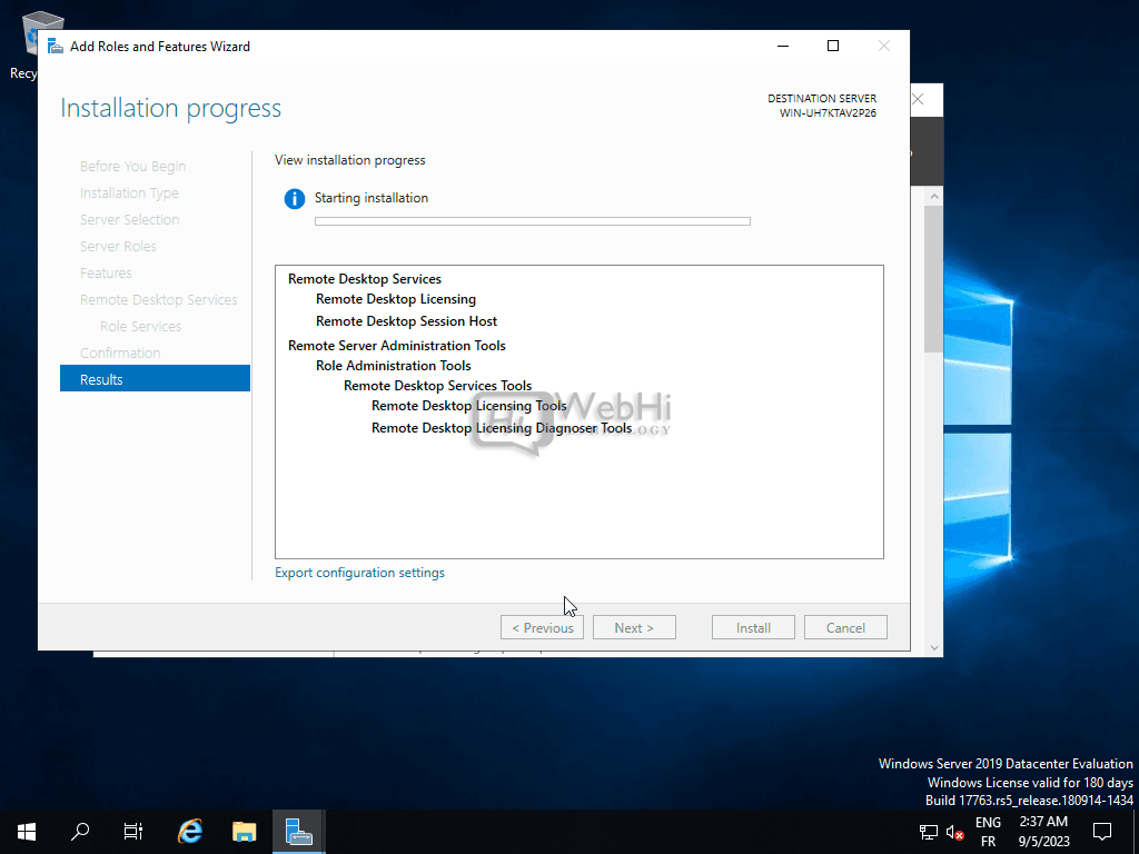 windows server 2019 2016 installation progress