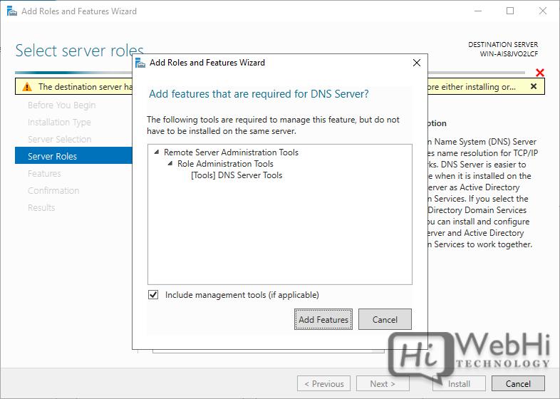 DNS Server Roles Add Features