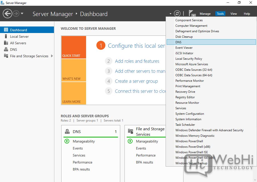 Server Manage DNS Windows Server 2019