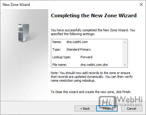 New Zone Popup Complete Windows Server 2019