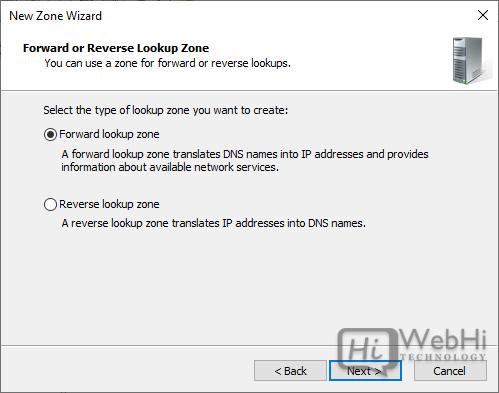New Zone Popup Forward lookup Windows Server 2019