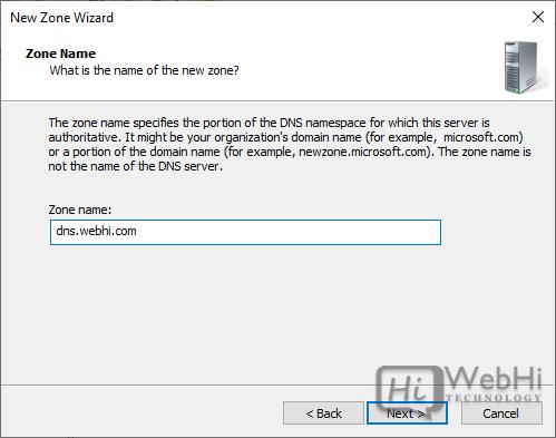 New Zone Popup Zone Name Windows Server 2019