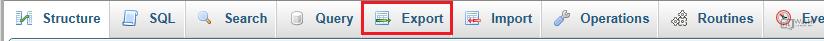 phpMyAdmin Database Exporter tab
